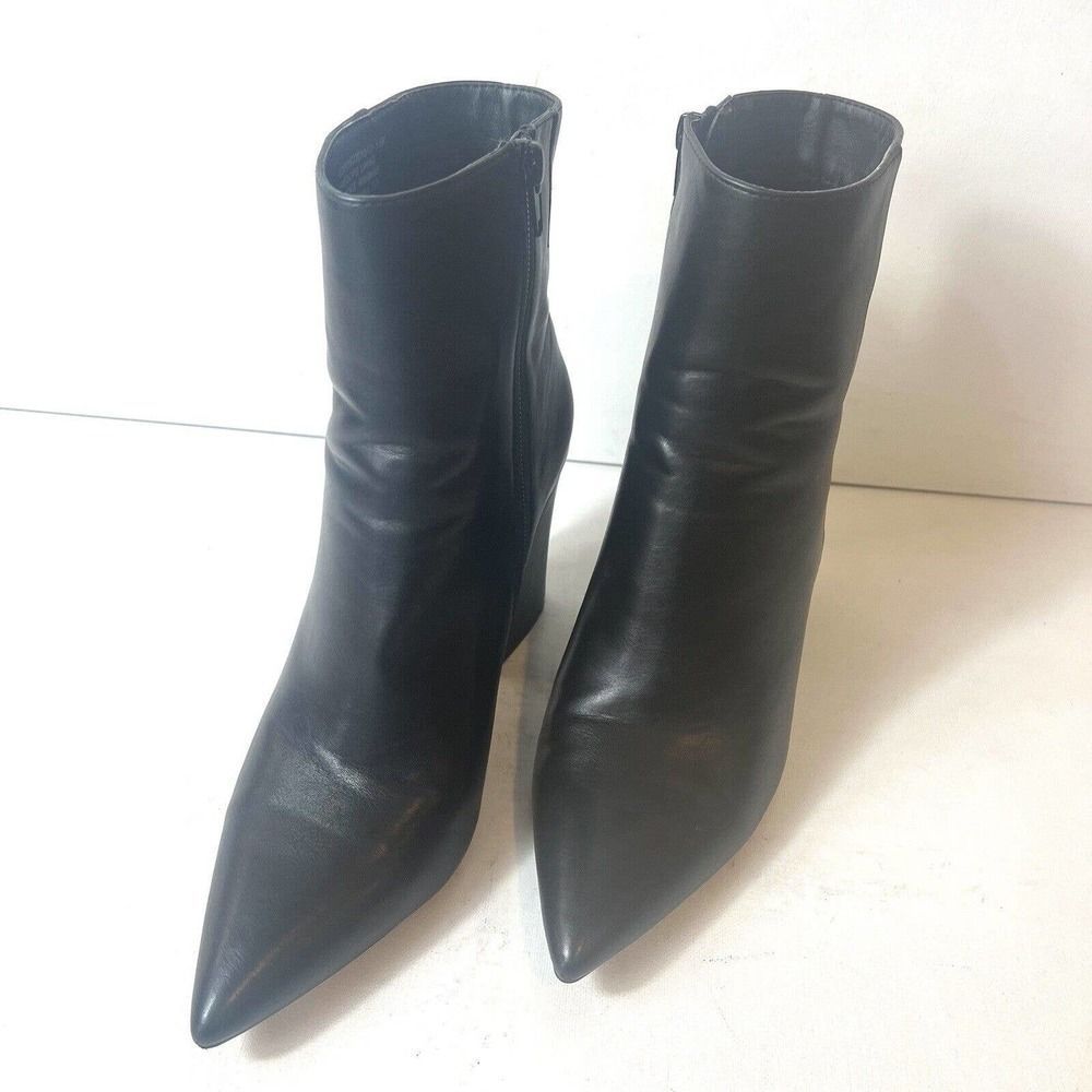 Madden Girl Fashion Boots Black Faux Leather Womens 9.5M Square Heel Pointed Toe - Picture 3 of 12